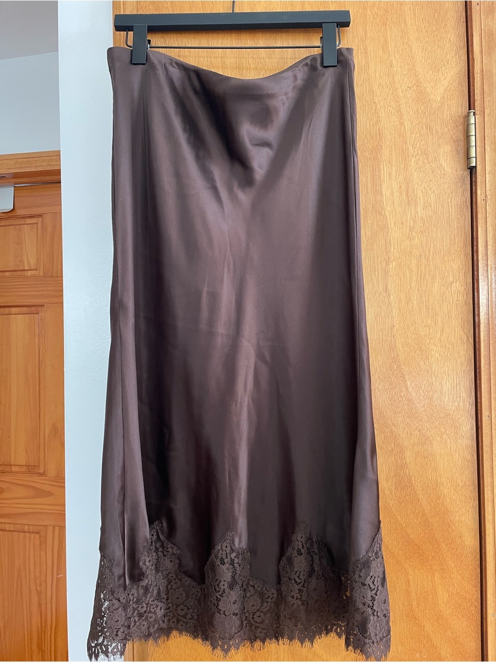 NWT Reformation Carolina Silk Skirt - Black Bean - Picture 5 of 10